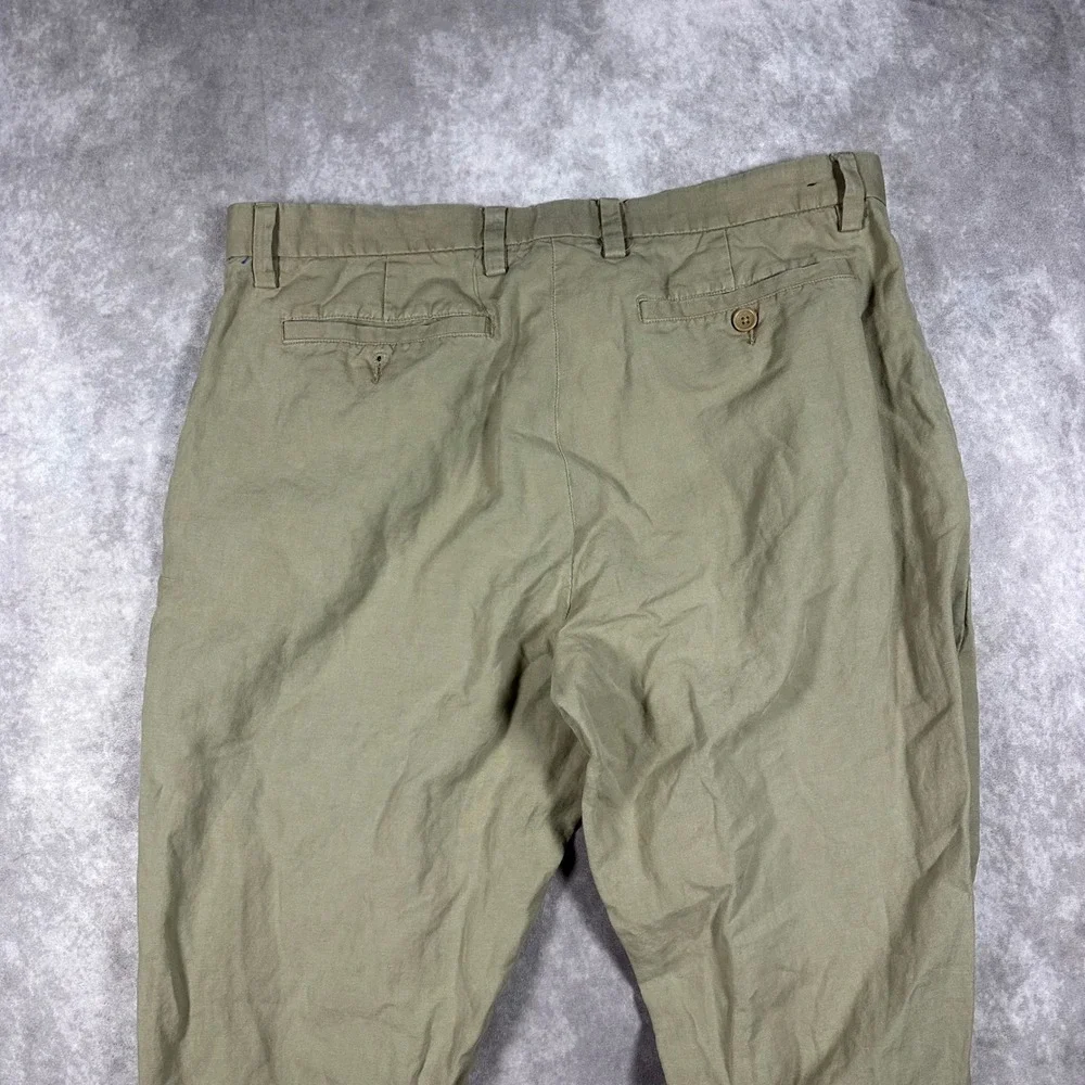 Banana Republic Mens 35x32 Khaki Tan Linen Cotton Blend Chino Pants Business